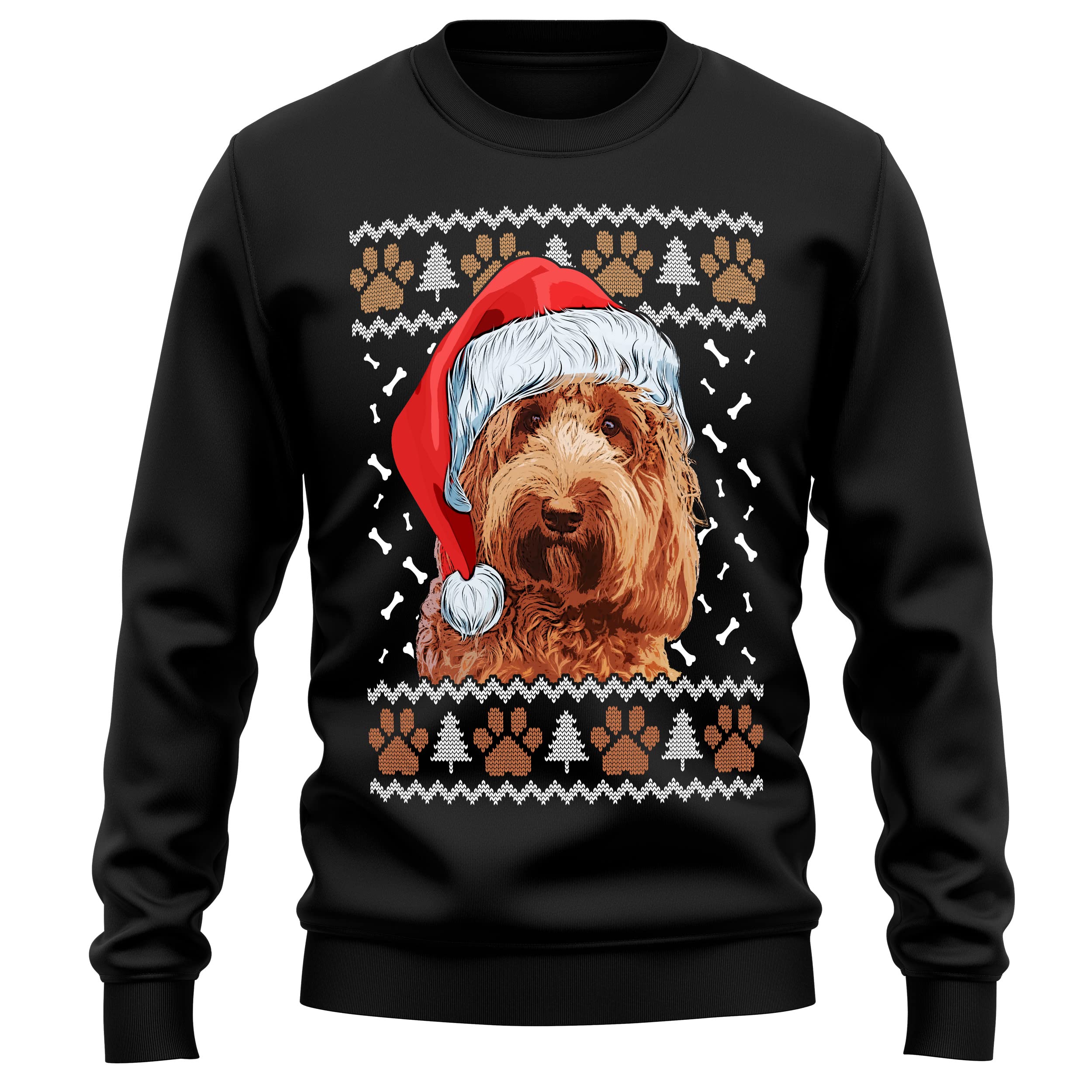 Purple Print House Cockapoo Christmas Sweatshirt Adult Xmas Jumper For Dog Owner Gifts Autumn Winter Puppy Walks Sweater For Him and Her, L, Black