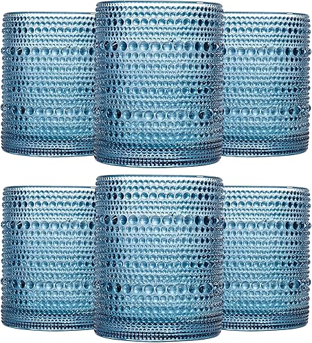 Miniatura 16 de Venus - Juego de 6 vasos de agua vintage con estampado de hobnail de 12 onzas, vasos de vidrio con cuentas para cocina y bar, vasos de vidrio para