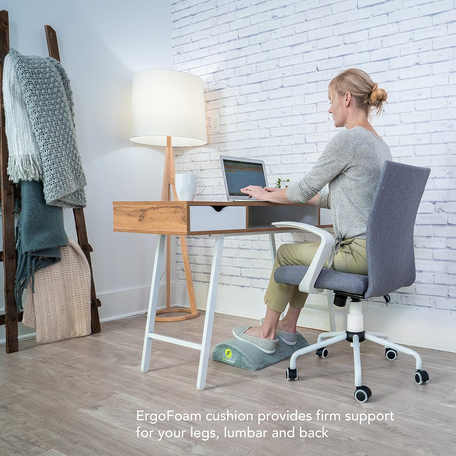 Buy ErgoFoam Ergonomic Foot Rest Under Desk Premium Velvet Soft Foam