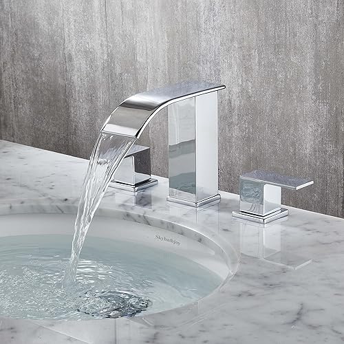 Miniatura 4 de Grifo de baño generalizado para fregadero de 3 agujeros y 8 pulgadas, grifos de baño modernos con drenaje emergente y líneas de suministro cUPC para