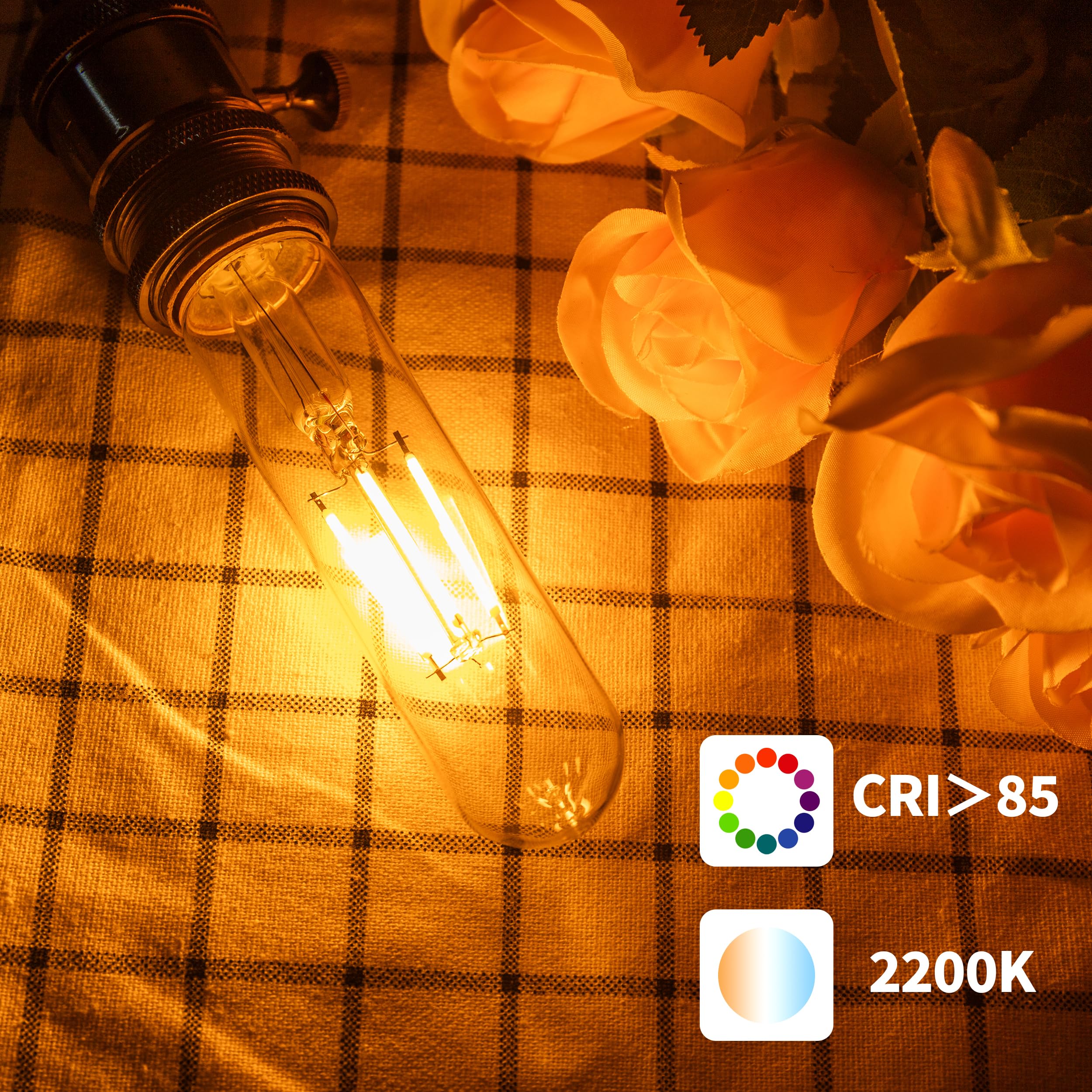 T10 Tubular Led Bulbs 60w Equivalent Dimmable 5 25 Inch Led Tube Bulb E26 T30 Edison Tubular Clear — view 8