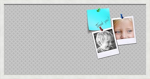 Miniatura 224 de PinPix Tablero de anuncios de corcho de 12 x 12 pulgadas. Este tablero decorativo enmarcado viene con diseño de círculos B W y un marco blanco