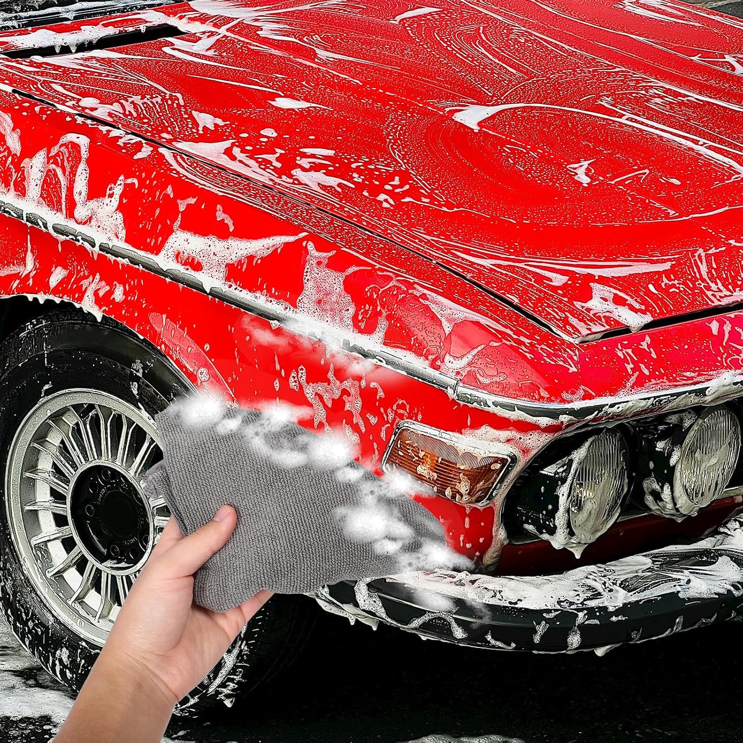 2pcs Super Absorbent Microfiber Car Cleaning Cloths 40x40cm, Polishing and Drying Towels for Auto Detailing, Reusable Car Wash Towels for Interior and Exterior Care