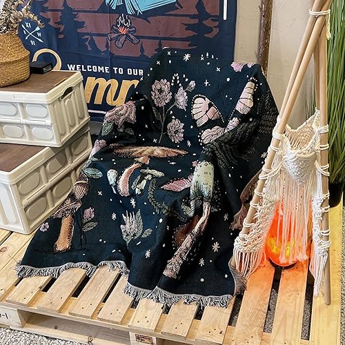Miniatura 2 de Hopstar Manta con diseño de mariposa y hongos, tapiz hippie de doble cara, funda reversible de algodón suave para decoración del hogar, mantas y