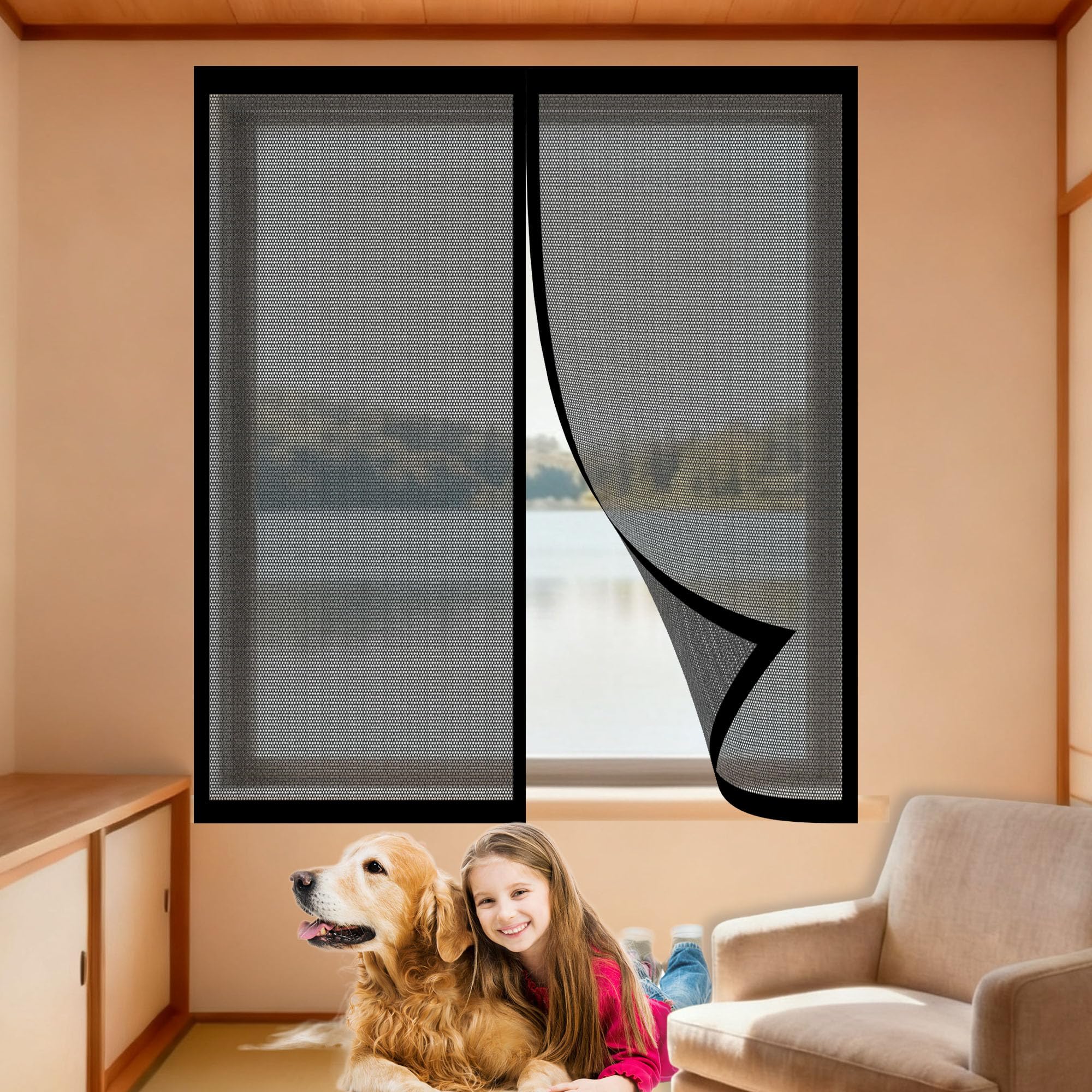 Moustiquaire fenêtre 95 x 85 cm contre les insectes fermeture magnétique pour des nuits calmes
