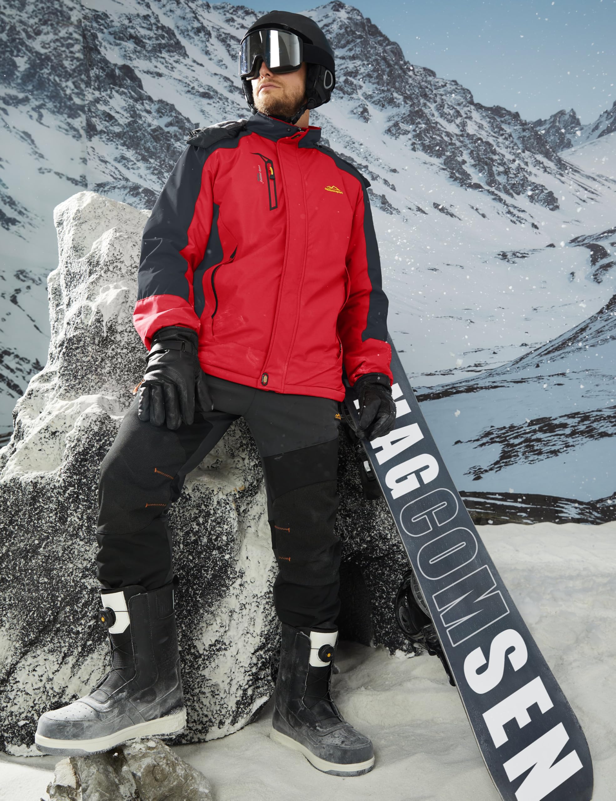 MAGCOMSEN Winterjacke Herren Wasserdicht Skijacke mit Abnehmbarer Kapuze