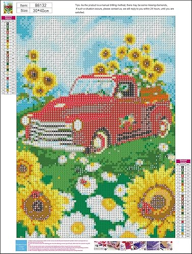 Miniatura 2 de Qukle Kits de pintura de diamantes de girasoles para adultos principiantes, taladro completo redondo 5D DIY Spring Diamond Art Kits, kits de pintura