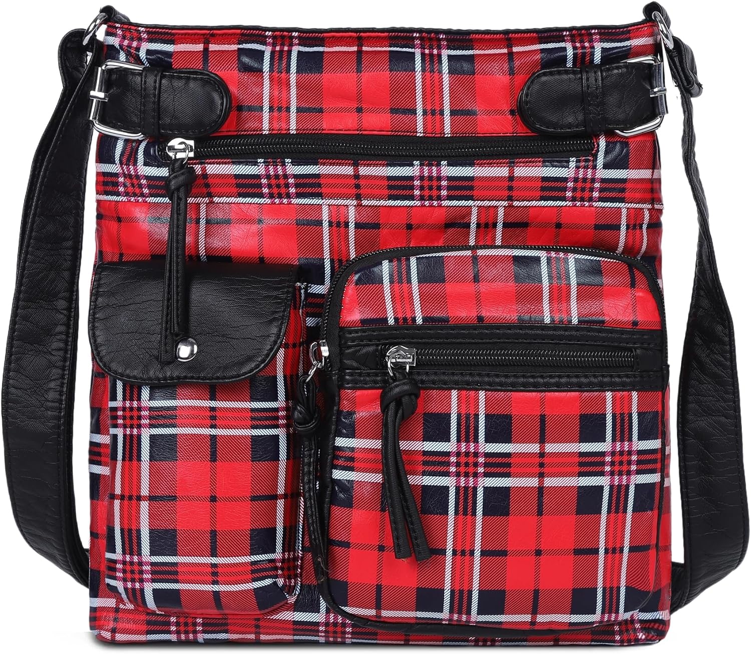 Angel Kiss Crossbody Bags for Women Washed Leather Shoulder Bags Multi Pocket Soft Hobo Purses and Medium Handbags