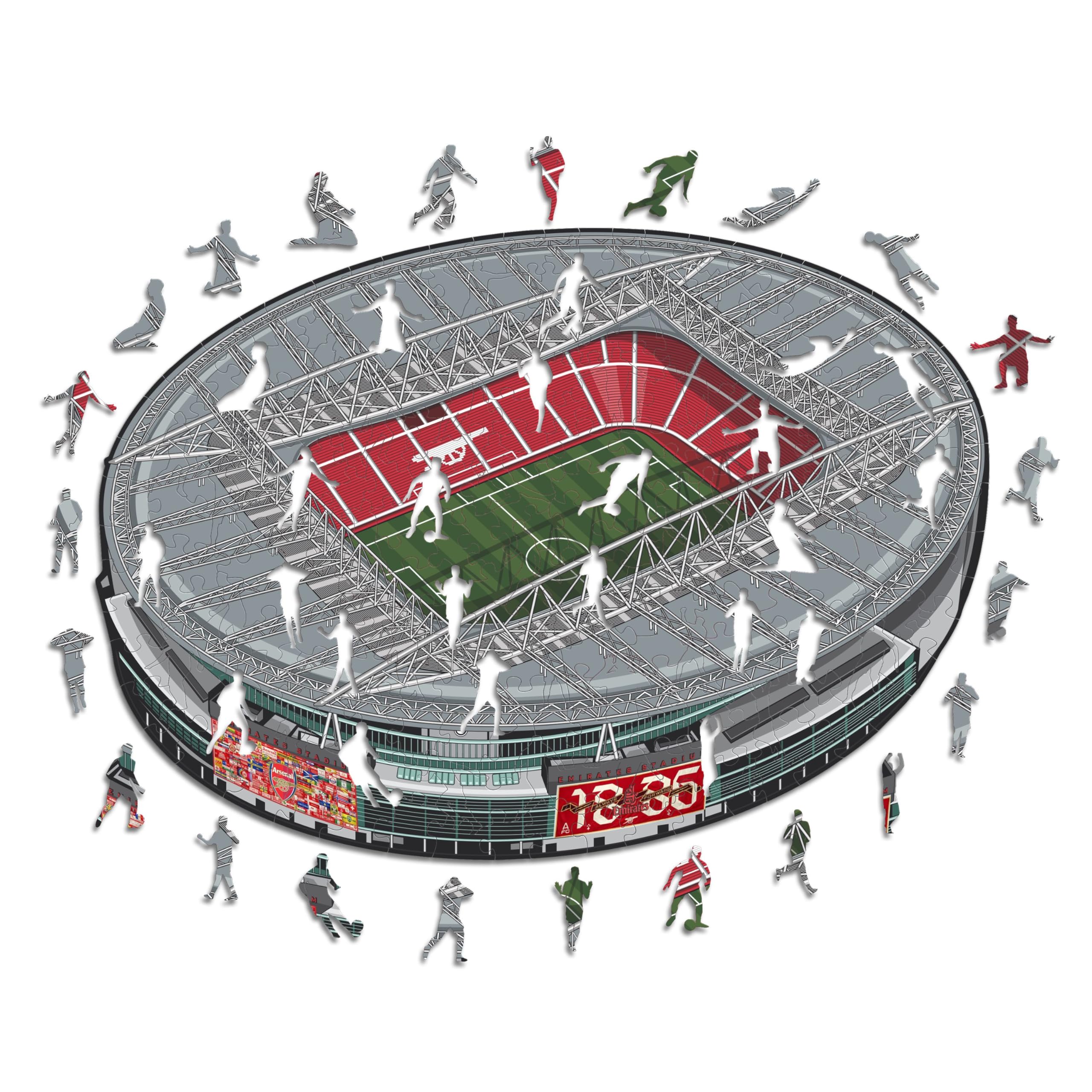 Iconic Puzzles, Arsenal Emirates Stadium, Officially Licensed Wooden Puzzle, 100% Sustainable