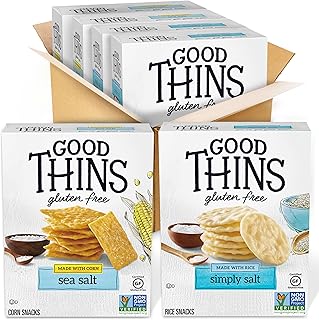 GOOD THINS Rice & Corn Snacks Gluten Free Crackers Variety Pack, Bulk Snack Crackers, 4 Boxes