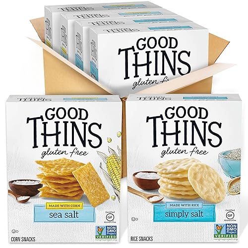 Good Thins Paquete variado de galletas de arroz y maíz sin gluten, 4 cajas