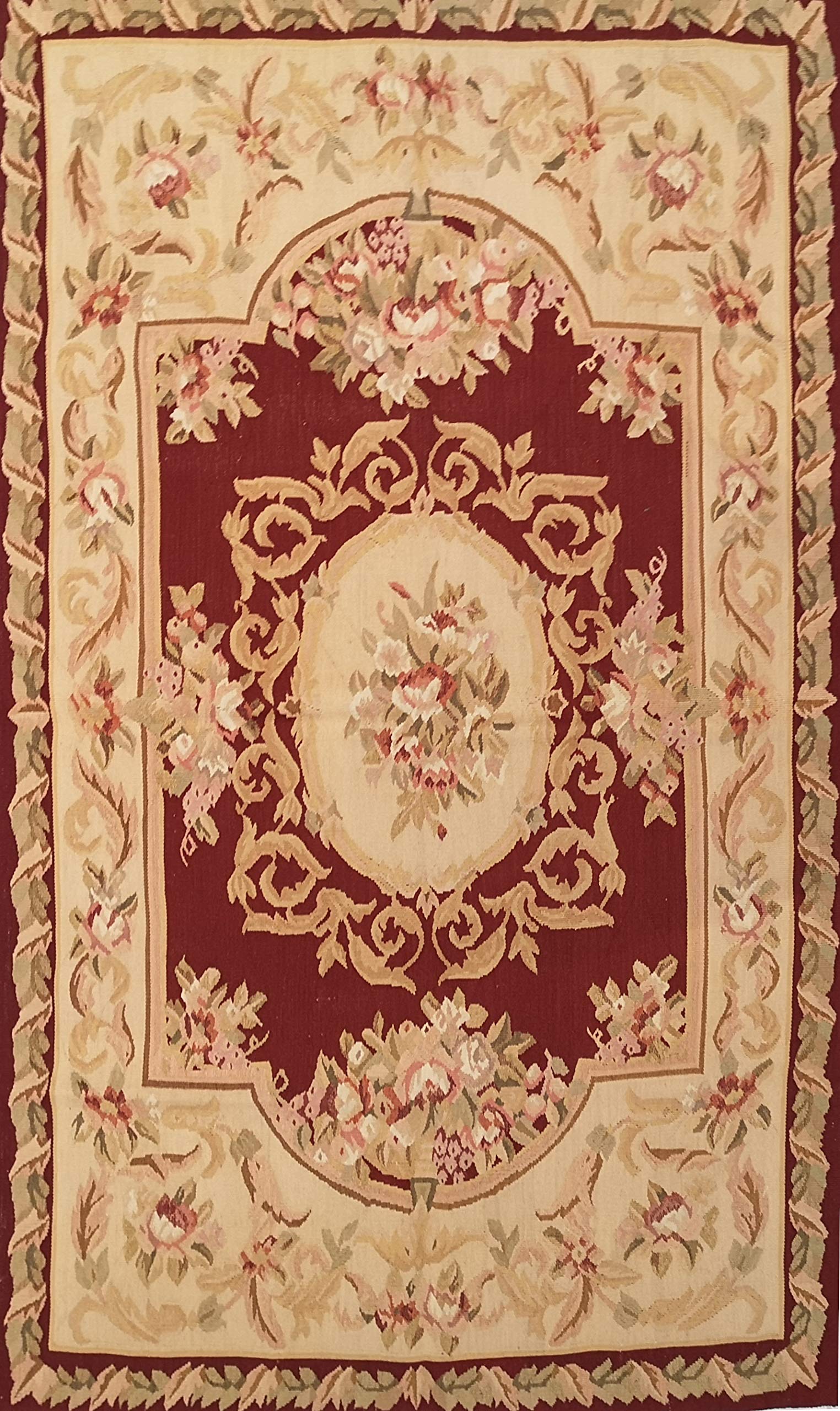 Tapis Aubusson authentique point plein extra fin de 155x91 cm
