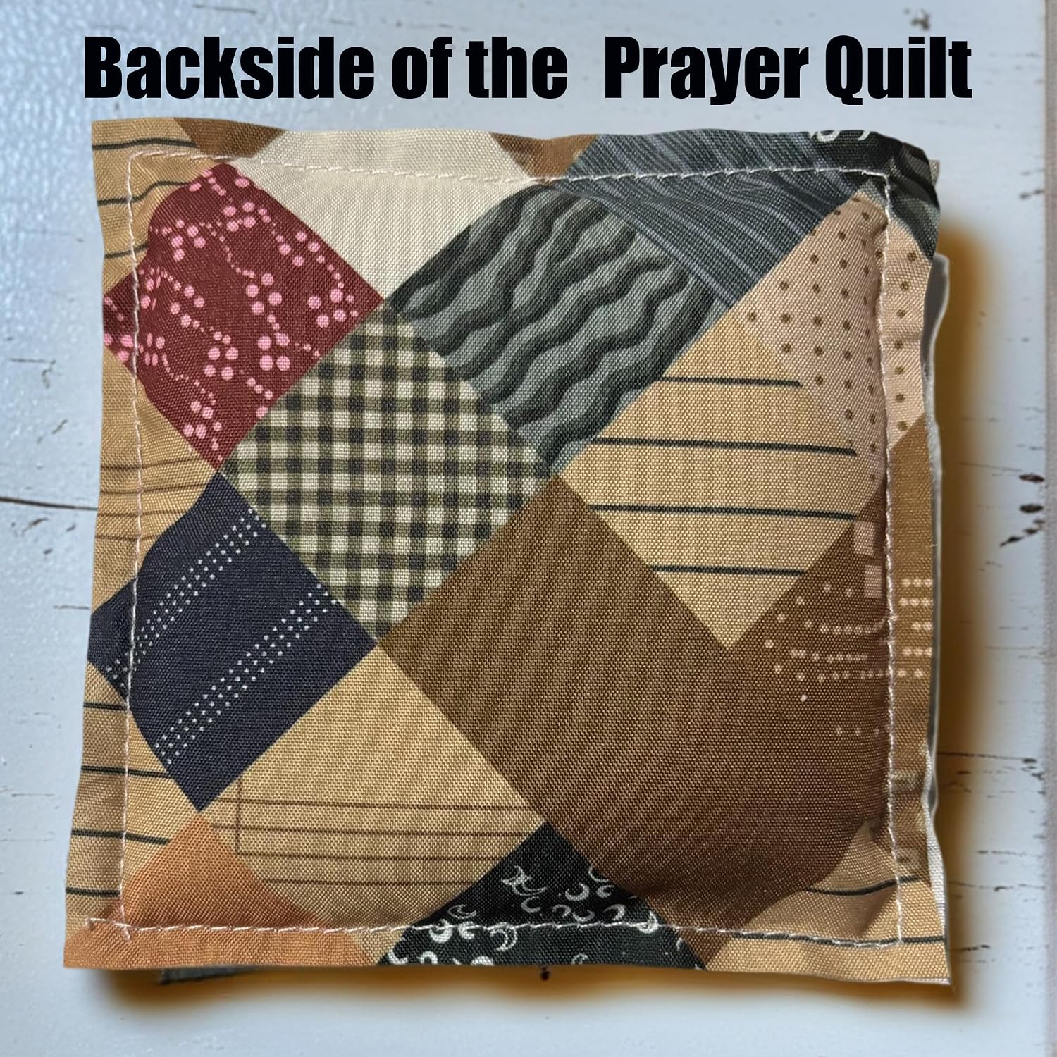 Vintage Prayer Quilt Square with Cross Inside Design, Handmade Mini Quilt, Random Color