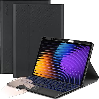 CACOE Keyboard Case Compatible with Xiaomi Mi Pad 7 / Mi Pad 7 Pro (11.2 Inches, 2025) with Touchpad, [German] 7-Colour Light