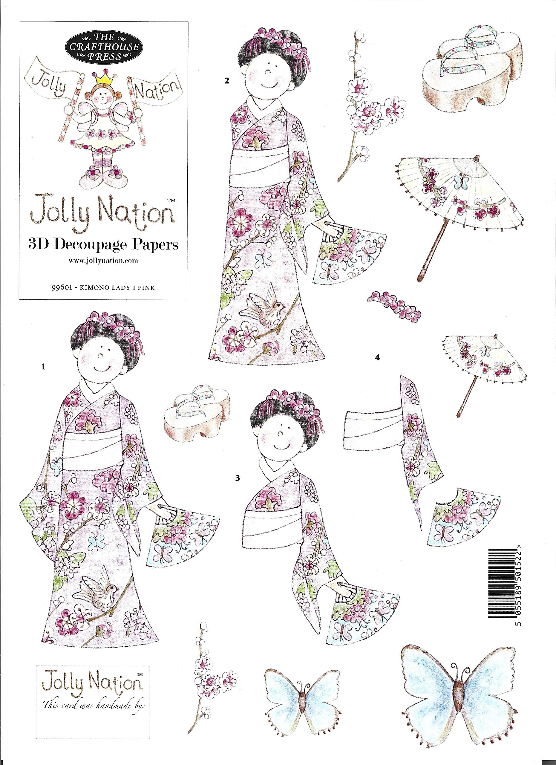 Paper Nation Pink 3D Decoupage Papers - 99601 Kimono Lady 1
