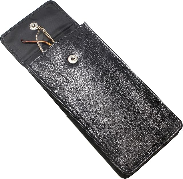 Soft Leather Spectacle/Glasses Case Holder - (Glasses not included) - BLACK LEATHER
