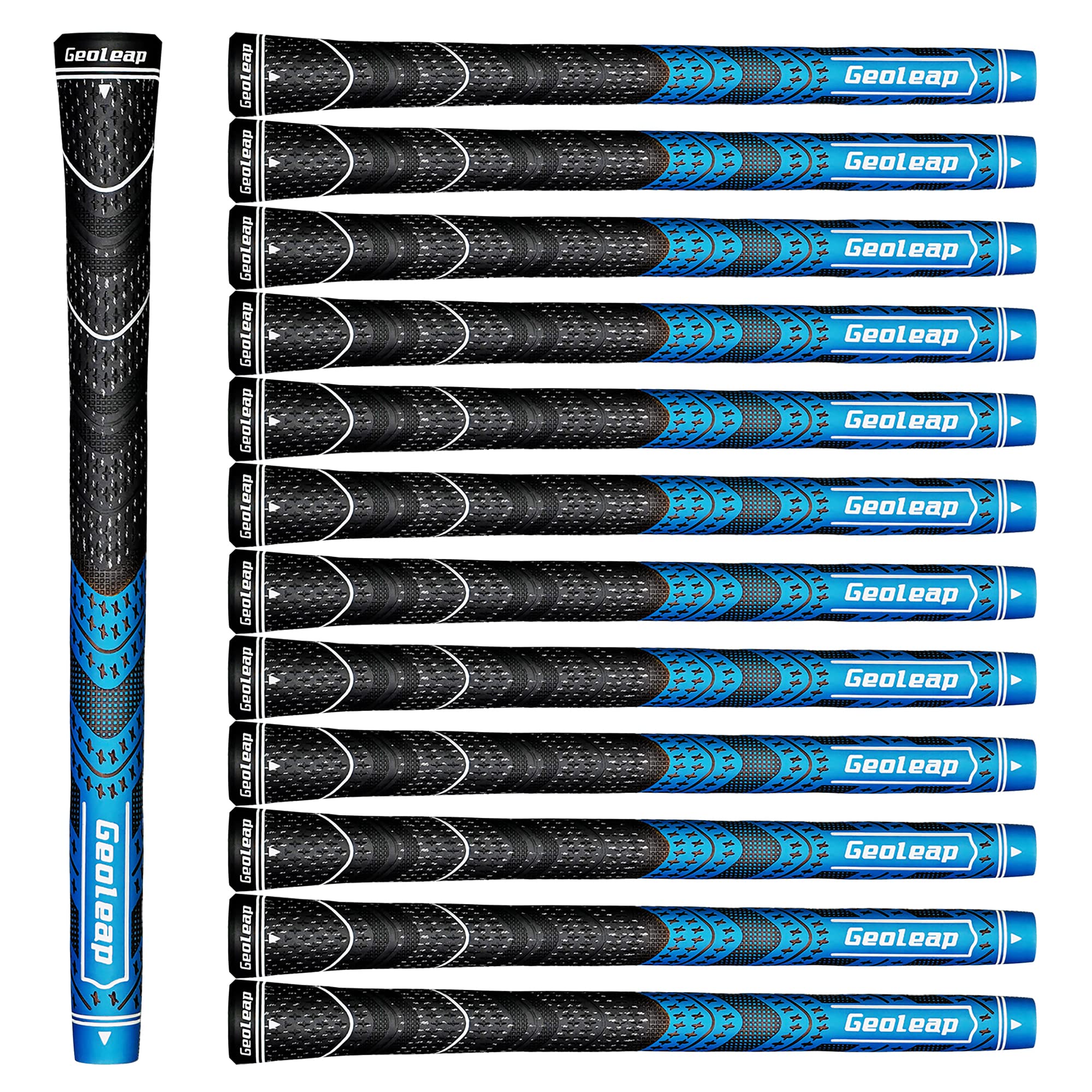 Geoleap Golf Grips Set of 13- Cord Rubber Compound Material, Hybrid Golf Club Grips, All Weather Performance.