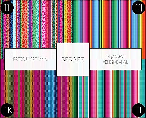 Miniatura 6 de Serape - Paquete de vinilo autoadhesivo con parte trasera de 12 x 12 pulgadas, colorido Fiesta Mexicana, vinilo adhesivo permanente para