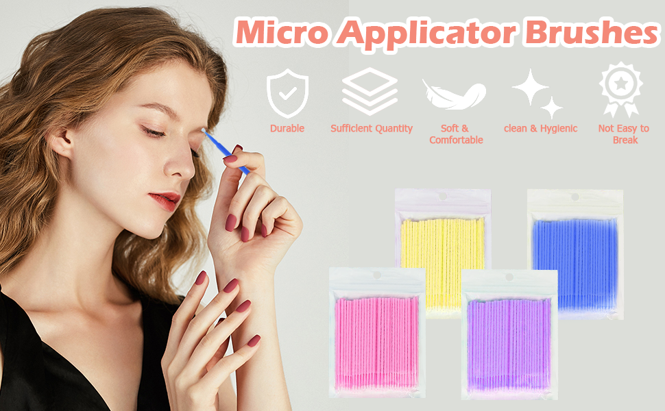 400 Microbürsten Für Wimpernverlängerung & Make-up – Ultrafein, Biegsam, Einweg-Pinsel In 4 Farben