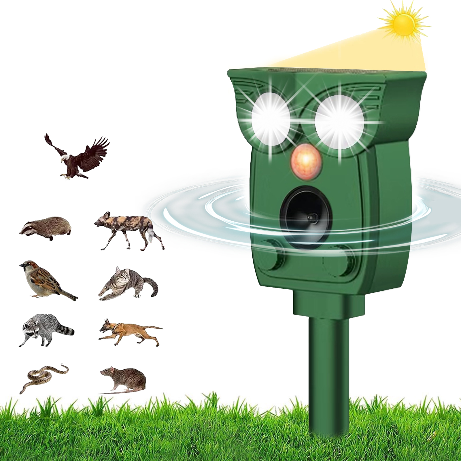 新品】動物避け機器のセット Amazon.co.jp: 動物撃退器 猫よけ【2026業界新開発・害獣対策器】超