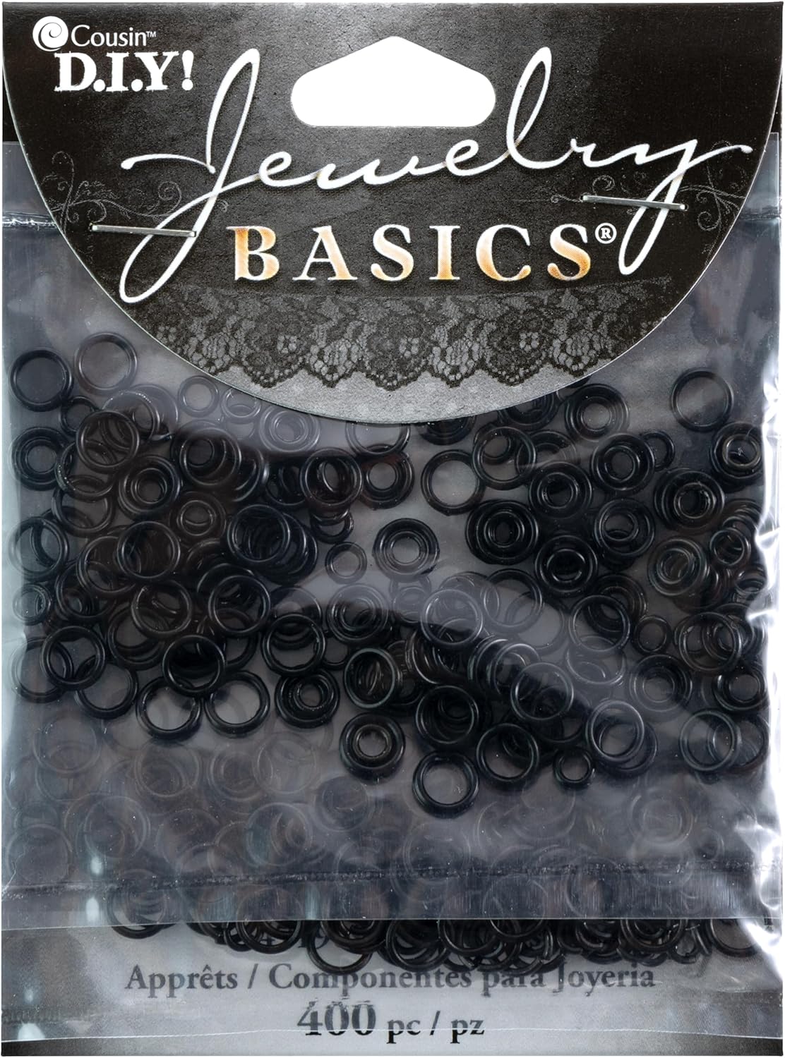 Cousin Jewelry Basics 4/6mm Open/Close Jump Ring, Black, 400-Piece