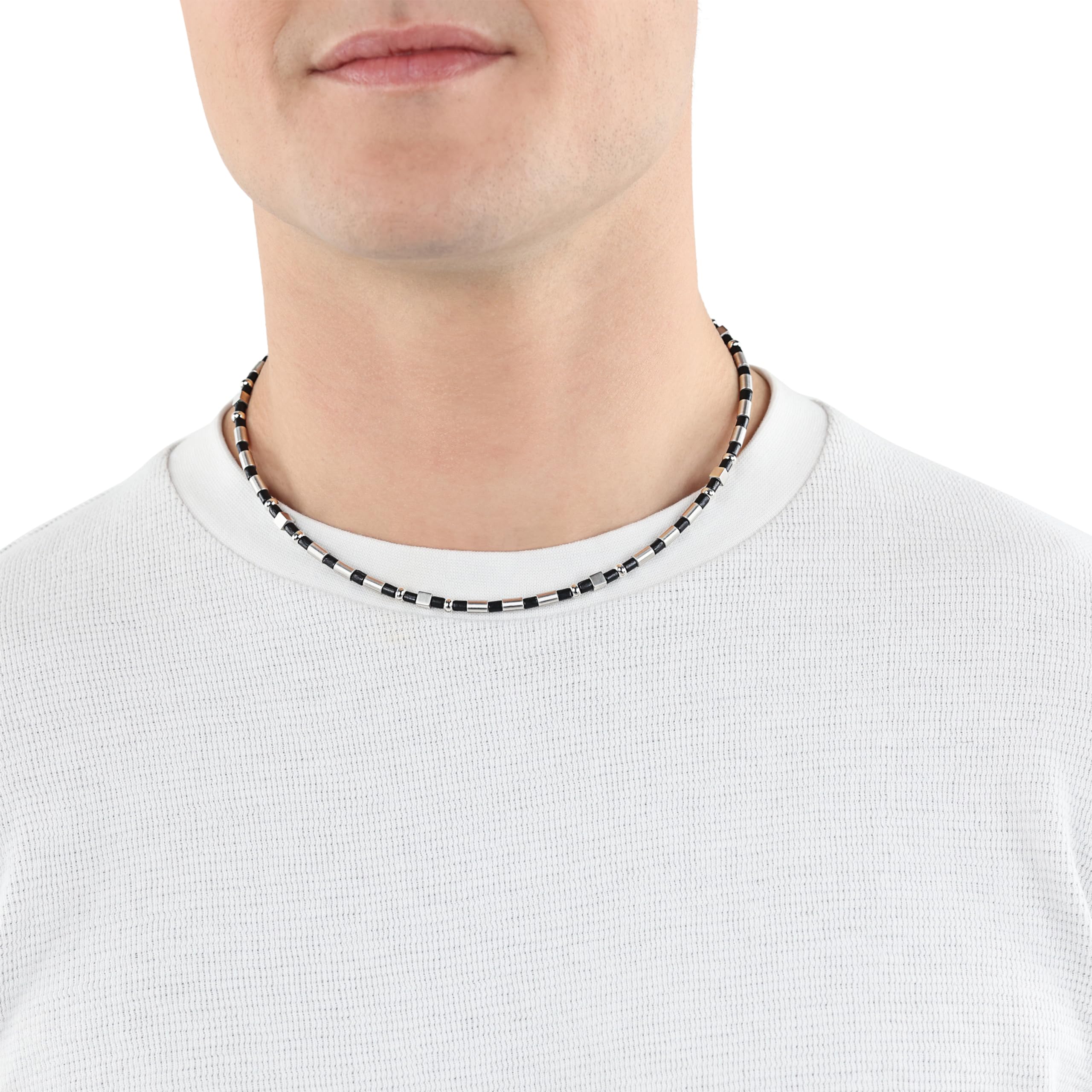 s.Oliver Halskette Edelstahl Herren Halsschmuck, Schwarz, Kommt in Schmuck Geschenk Box