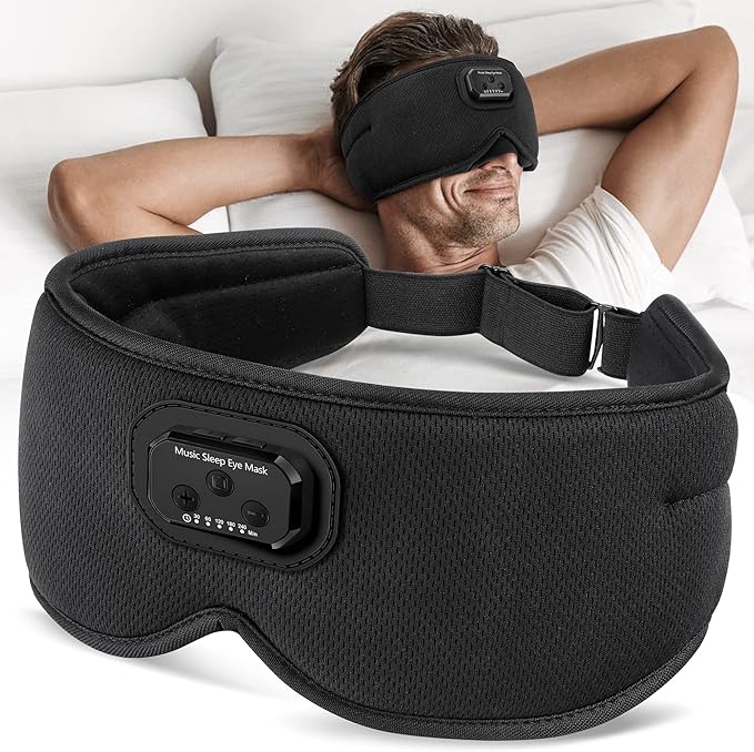 Flashmen Bluetooth Sleep Mask with White Noise Timer Sleep