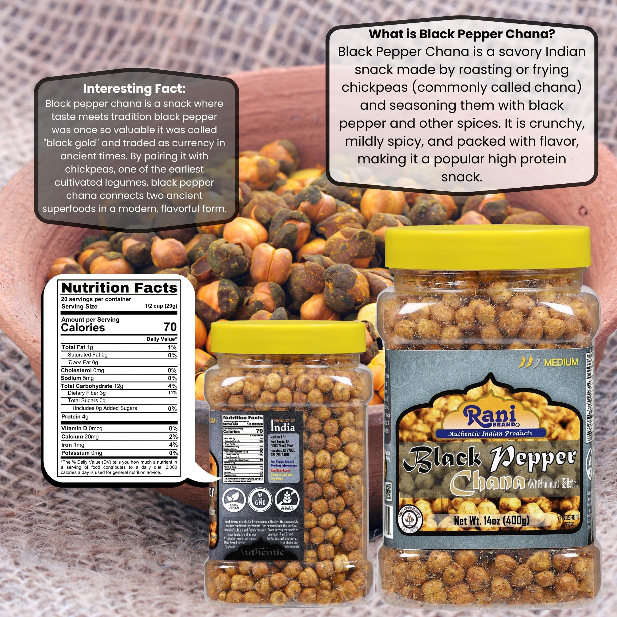 Amazon.com : Rani Roasted Chana (Chickpeas) Black Pepper Flavor