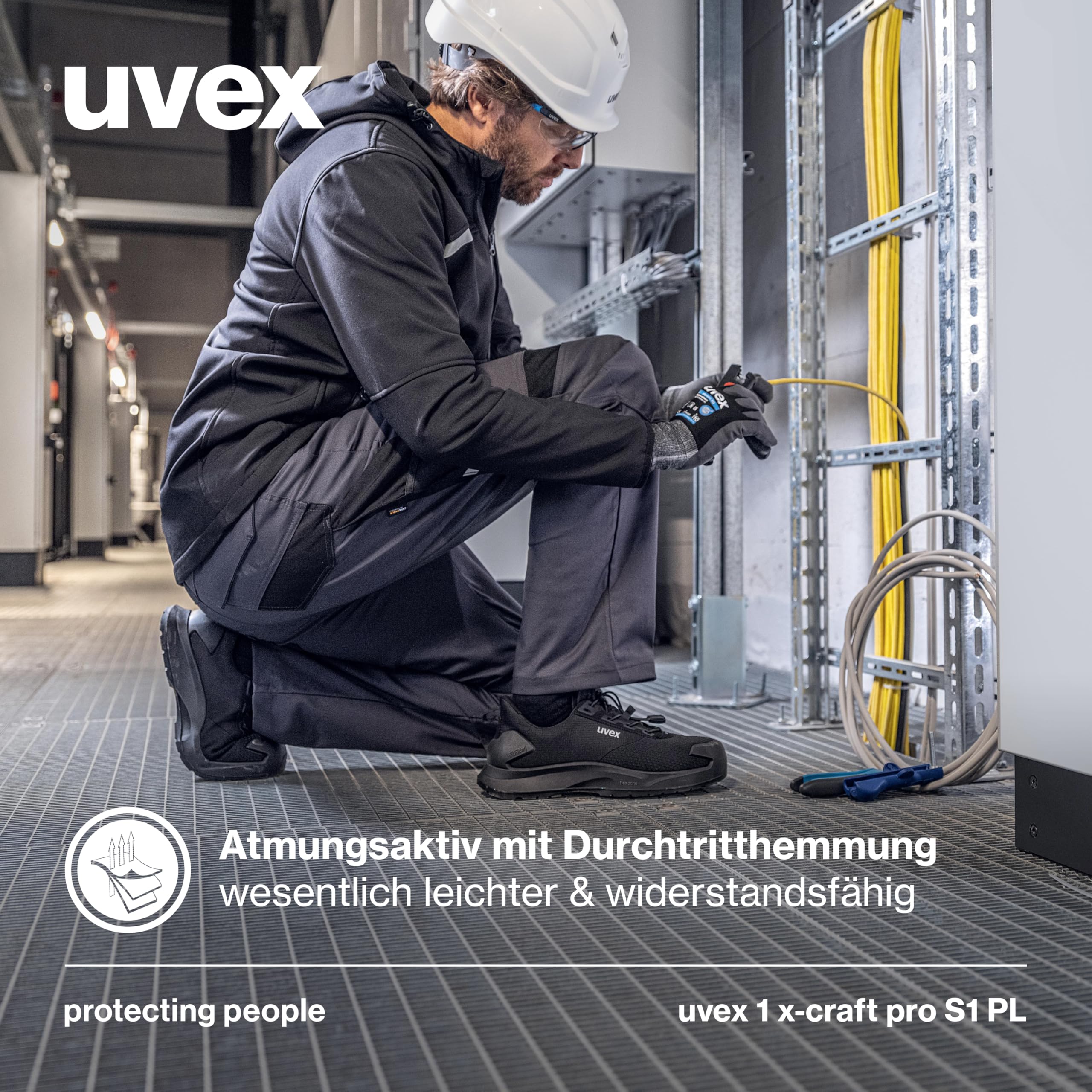 Uvex 1 x-Craft pro Halbschuh S1 PL - Sicherheitsschuh für stärkere Beanspruchung - sportlich, leicht & flexibel