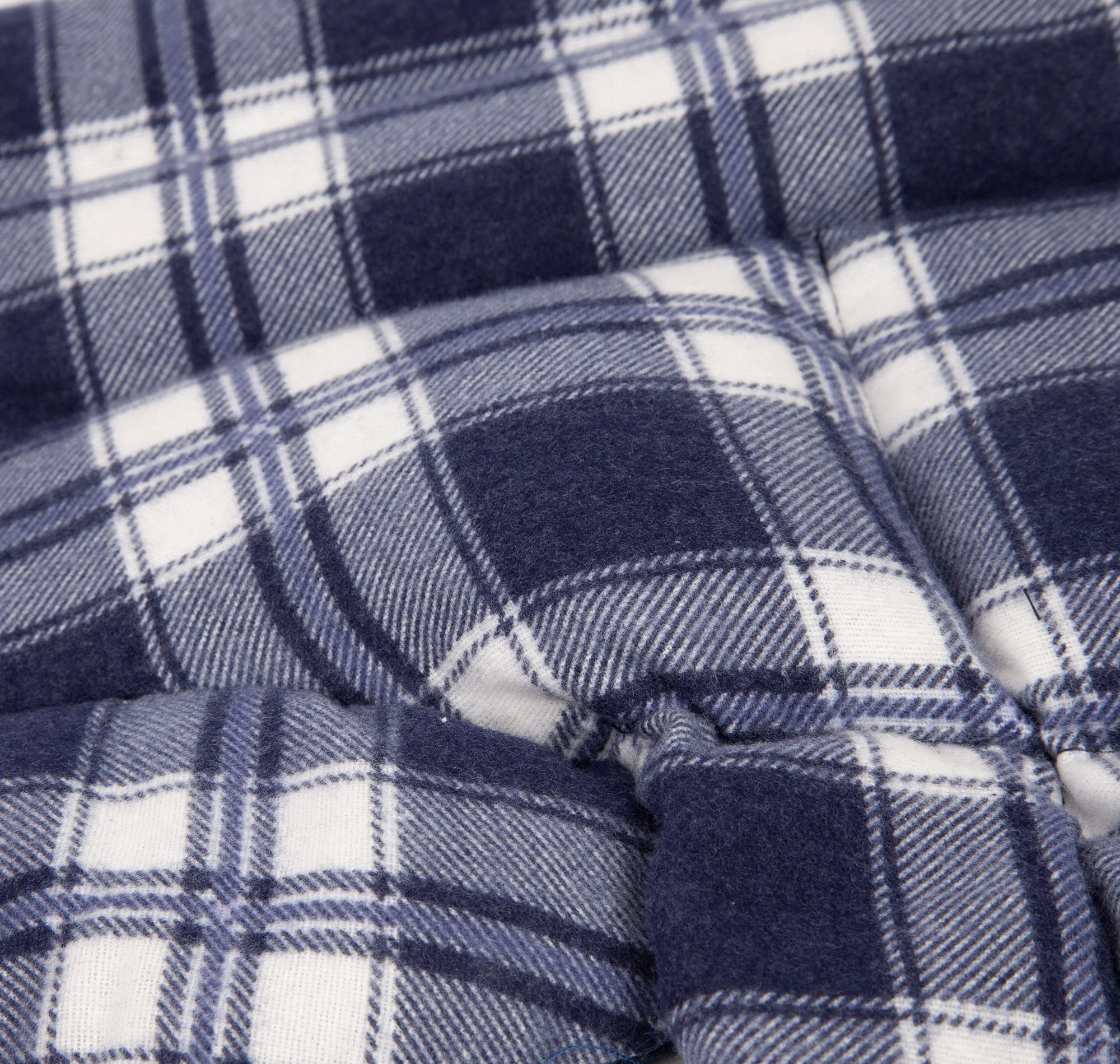 Bio-Dinkelkissen Schulter & Nackenkissen mit Kragen. Nacken Wärmekissen, Körnerkissen - Wärme und Kälte - Kissen mit Bio-Dinkel, Flanell karo-blau