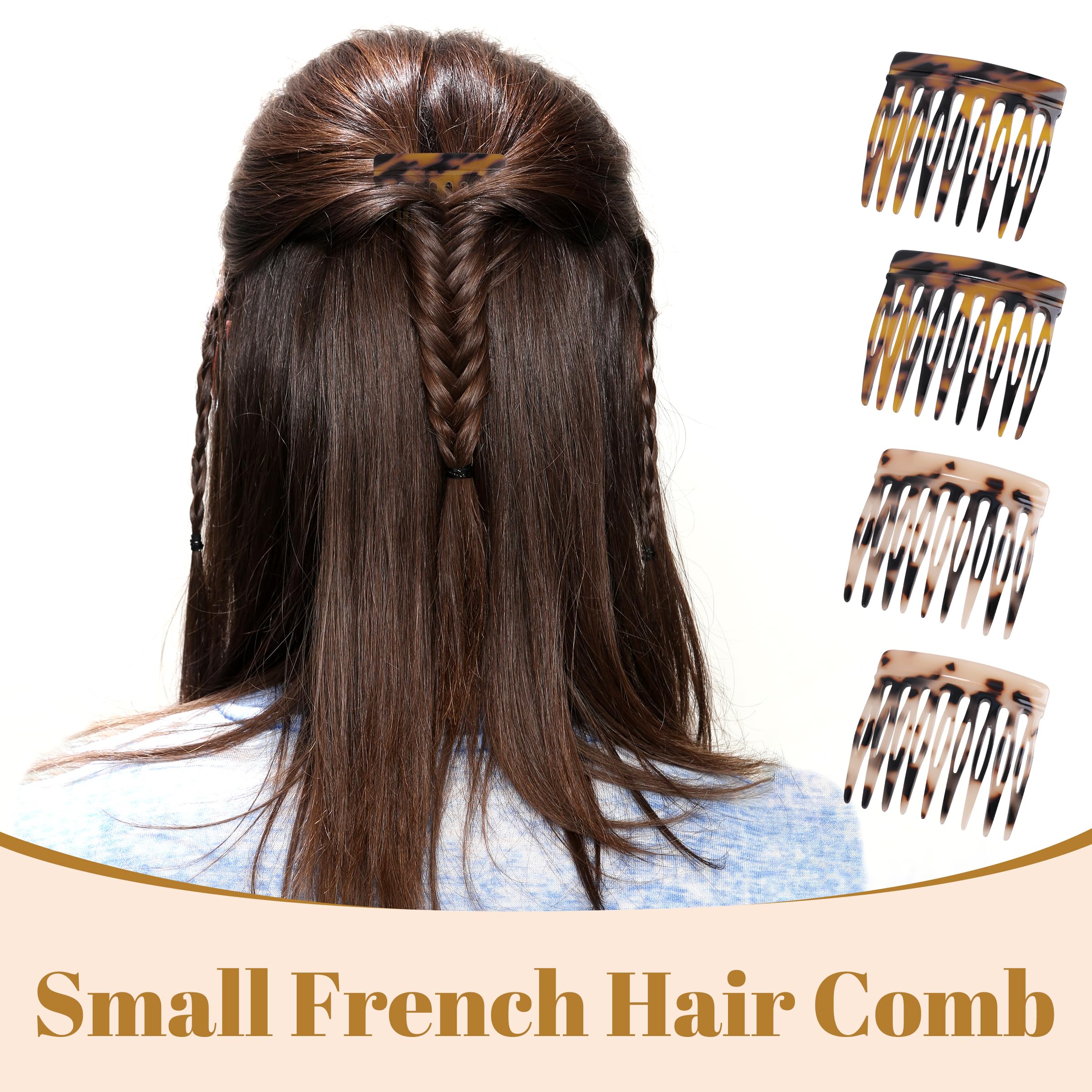 Large French Hair Side Combs for Thick Hair, Strong Hold Bun Camila Paris MP978/2 French Hair Side Combs - Black Curved  main image 4