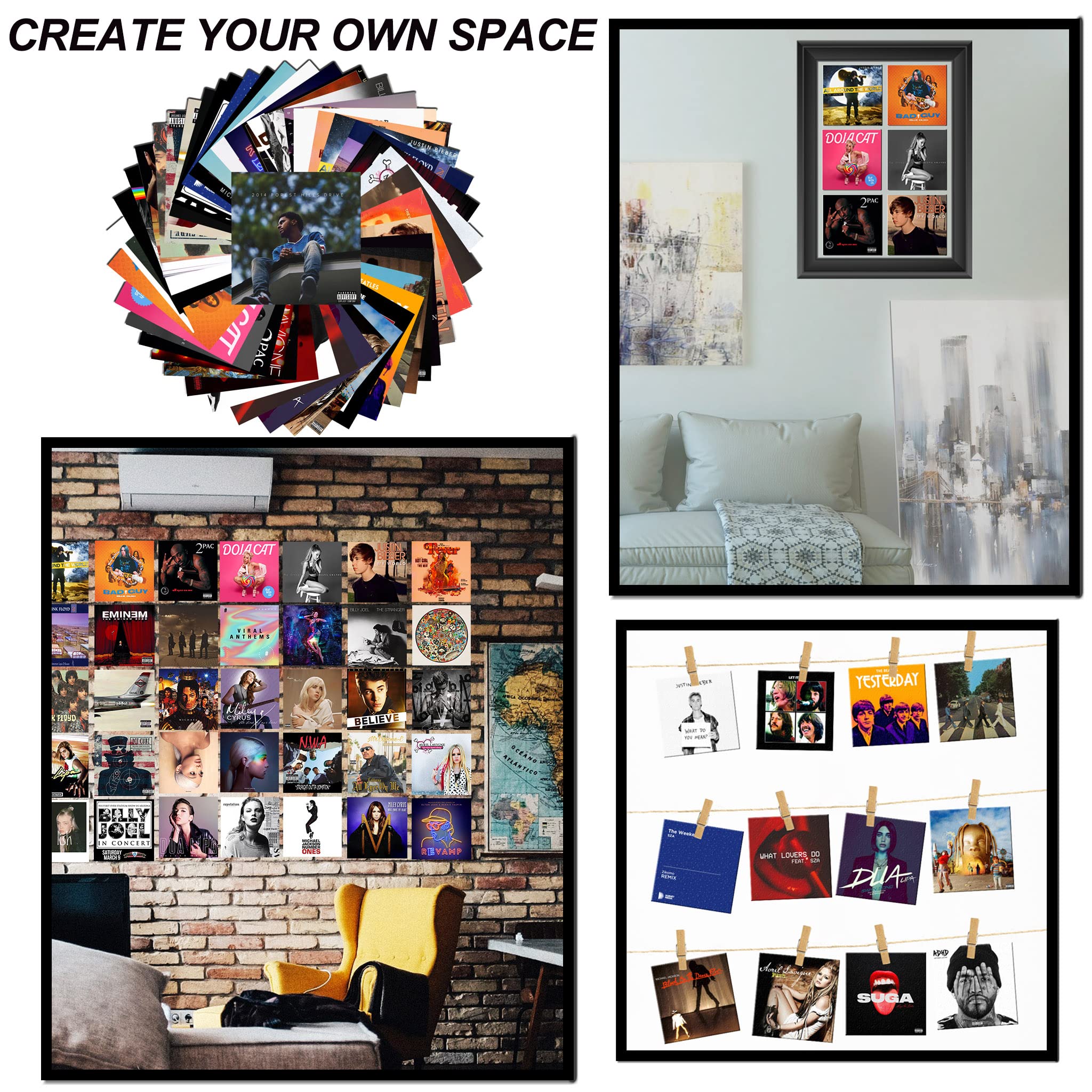 Buy 60 Pcs Album Cover Posters, Unique Square Photo 5x5 inch, Album