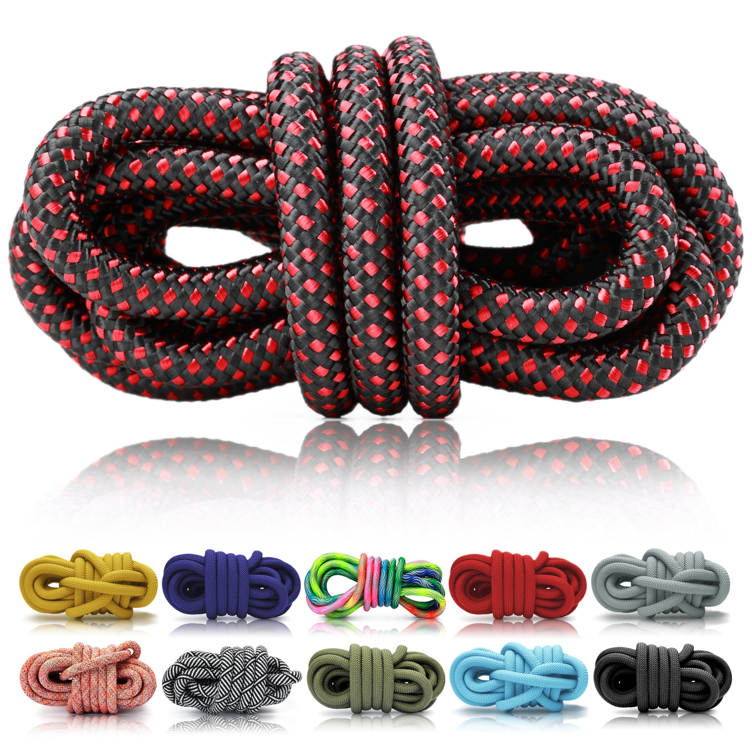 Ganzoo PPM Seil 5 Meter Tauseil für Hunde-Leine und Halsband, zum Takeln und Flechten, Polypropylen Multifilem Rope 10mm Stärke, Farbe Schwarz Rot, Zuschnitt am Stück
