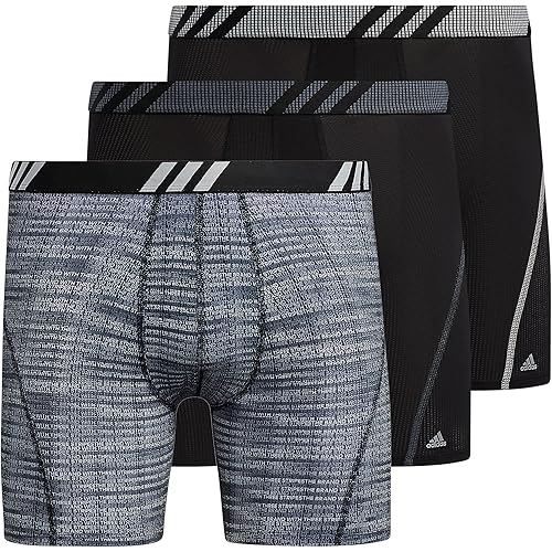 adidas Men's Sport Performance Mesh Boxer Brief Underwear (3-pack), Illum Black/Onix Grey/Clear Grey, Small
