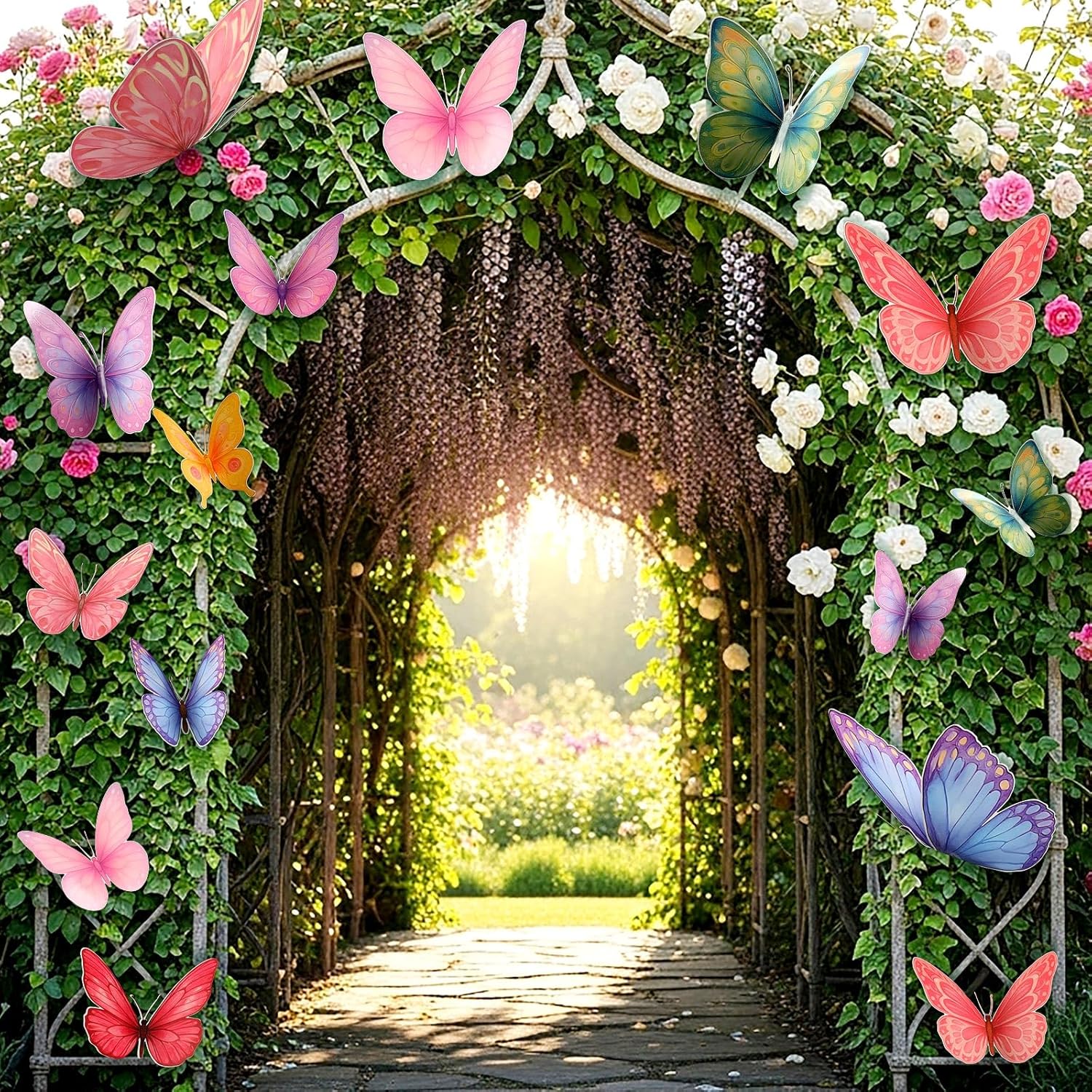 18 Pcs Large Butterfly Party Decoration 2 Sizes 3D Paper Pastel Butterfly Wall Decor Hanging Butterflies for Birthday Baby Shower Wedding Decoration, Paper Flower for Wall Decor