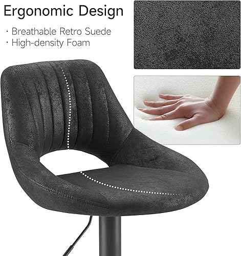 Miniatura 5 de Volans Juego de 4 taburetes de bar giratorios, modernos taburetes de bar ajustables de mediados de siglo, sillas de altura de mostrador con asientos