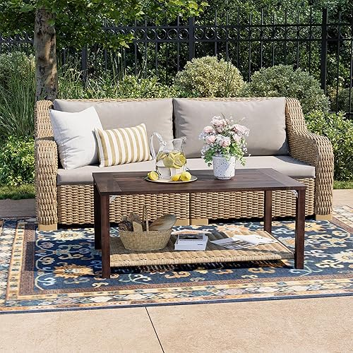 LHBcraft 3-Pieces Outdoor Patio Furniture Set, Wicker Loveseat and Coffee
