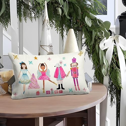 Miniatura 5 de Fundas de almohada de cascanueces de Navidad de 12 x 20 pulgadas, funda lumbar de cascanueces de temporada, decoración navideña de invierno para