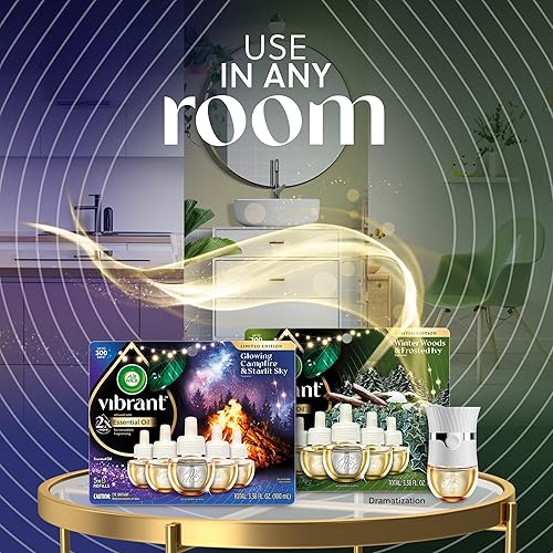 Miniatura 7 de Air Wick Aceite perfumado vibrante enchufable, fogata + madera de invierno, ambientadores para el hogar de larga duración, ambientadores de