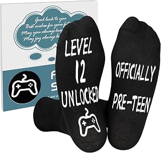 12 Year Old Boy Gifts Birthday Gifts for 12 Year Old Boy Grip Socks Mens Black Socks Boys Gifts Age 12 Funny Socks Novelty Socks Gaming Socks for Boys 12 Year Old Boy Gift Ideas, Black-12 Year Old, 6-9