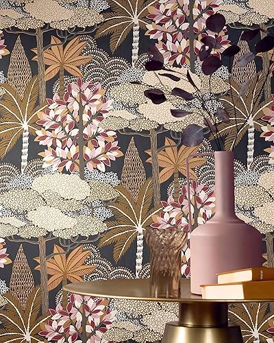 Papel tapiz vintage de bosque para despegar y pegar, papel de contacto de selva para armarios, autoadhesivo, extraíble, para baño, dormitorio, papel