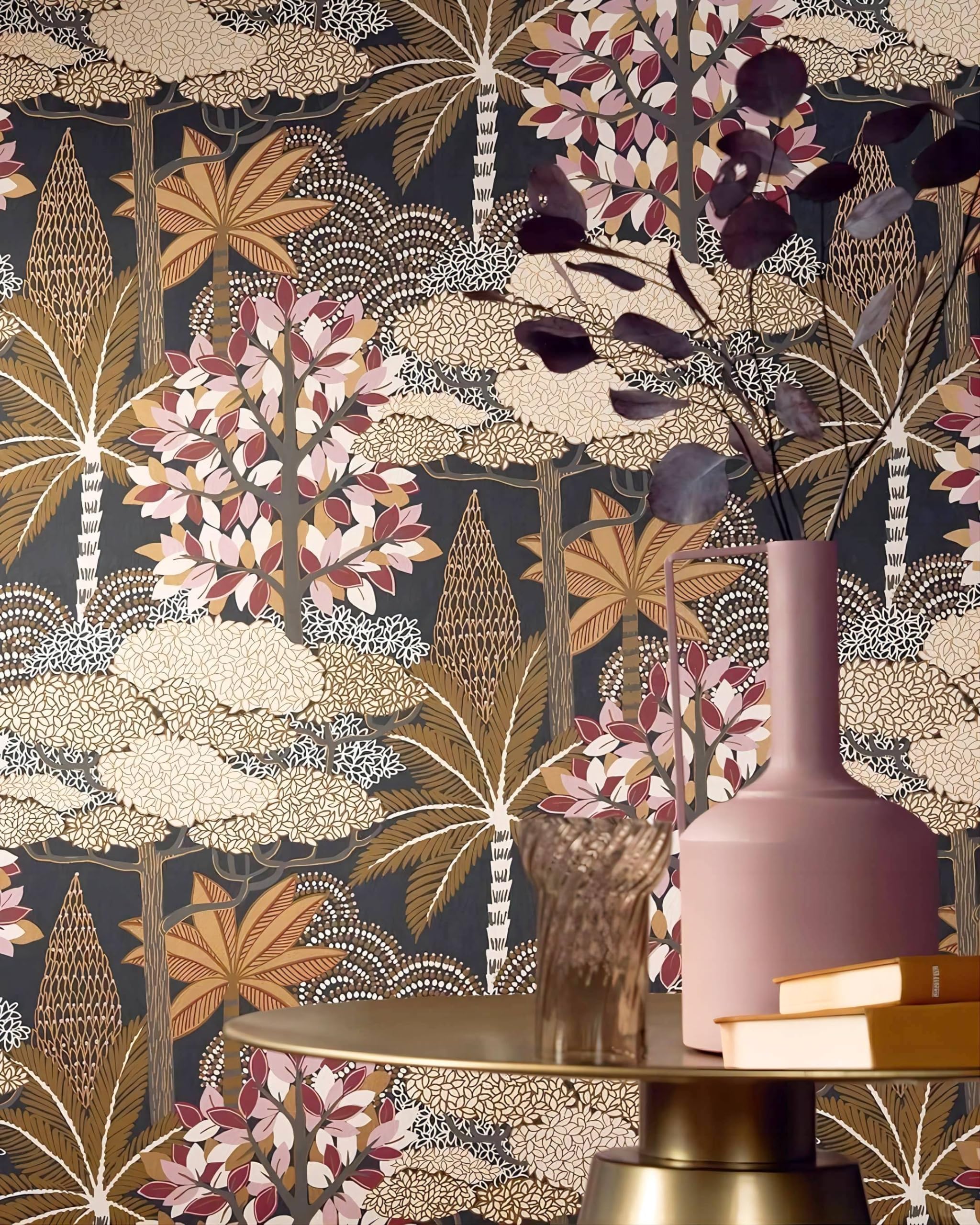 MAGAFA Forest Vintage Wallpaper Peel and Stick, Jungle Contact Paper for Cabinets Self Adhesive Removable for Bathroom Bedroom Vintage Wall Paper for