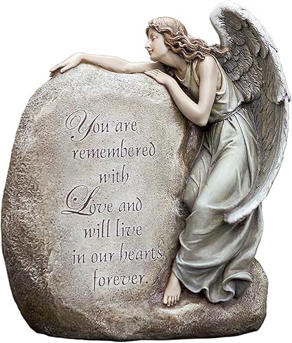 Forever in Our Hearts - Estatua de jardín de ángel conmemorativa, 11 pulgadas