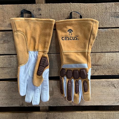 Miniatura 3 de Cestus Weldtech Pro guante de soldadura de impacto de cuero de grano superior resistente a los cortes EN388 3X43EP marrón 1 par
