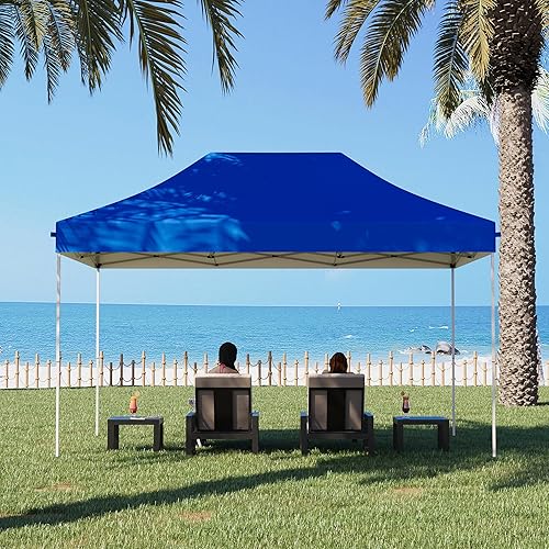 Gazebo desplegable - Tienda de campaña portátil instantánea de 10 x 15 pies, refugio impermeable fácil de instalar con bolsa con ruedas, 4 bolsas de