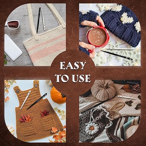 Miniatura 3 de Savina Juego de 2 agujas de hueso y cuerno de Nalbinding con dos ojos grandes. Herramienta de encuadernación hecha a mano, multiusos, agujas de