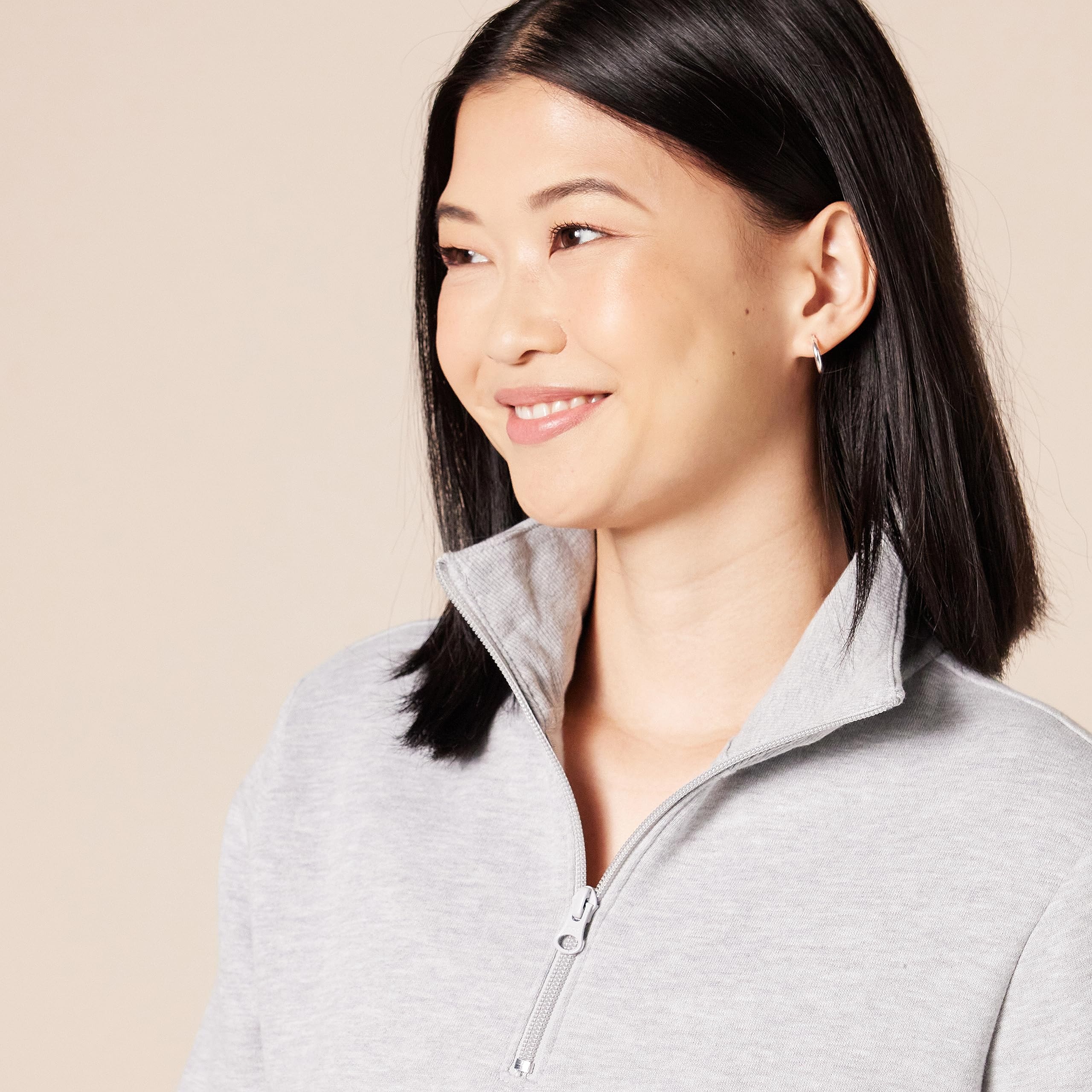 Amazon Essentials Top in Pile con Cerniera a Un Quarto a Maniche Lunghe (Disponibile in Taglie Forti) Donna