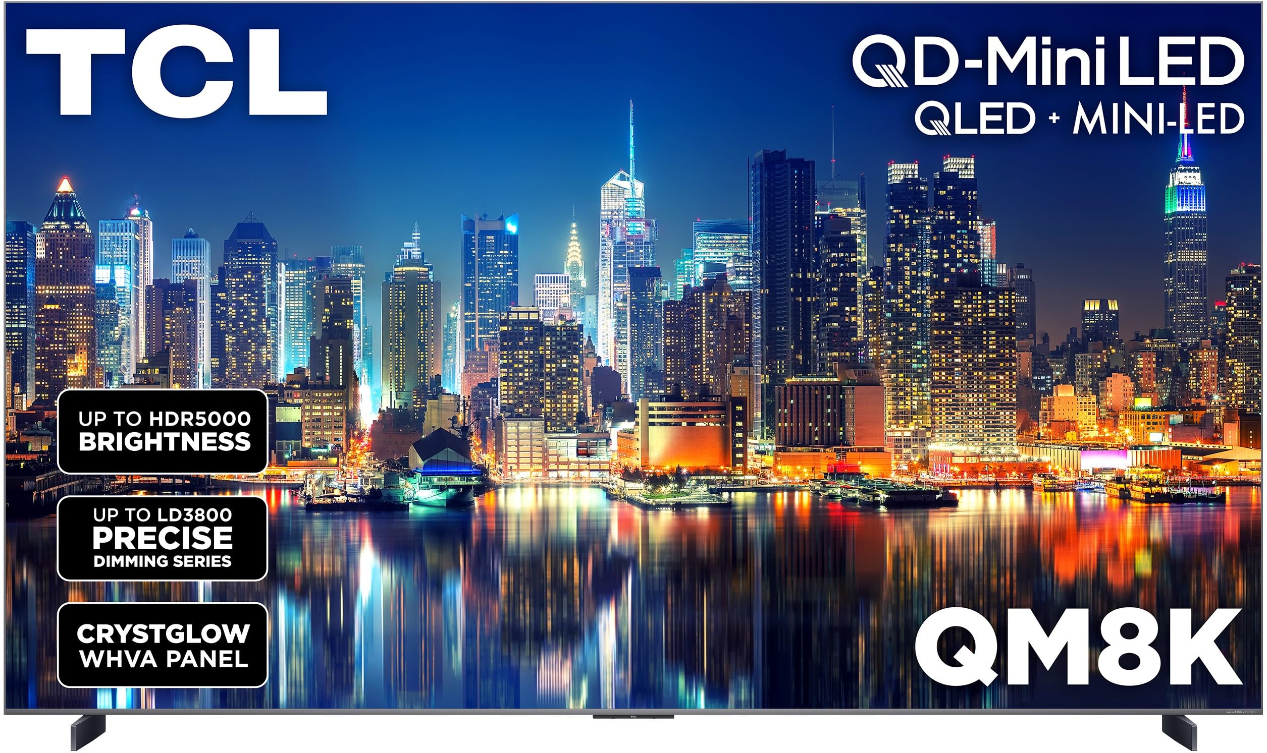 TCL98-Inch Class QM8K Series QD-Mini LED 4K UHD Google Smart TV Next Generation Mini-LED TV - QLED, 144hz, 288hz VRR, No Bezel Design, Unrivaled Picture Quality, Ai Processing (98QM8K, 2025 Model)