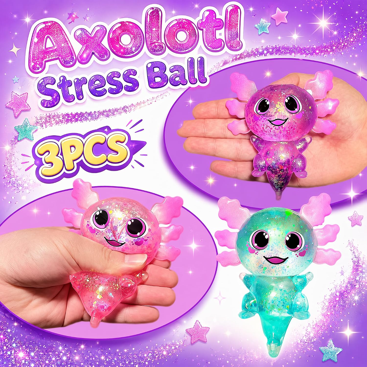 3Pcs Squishy Animal Stress Balls for Adults, Soft Colorful Stress Balls image 3