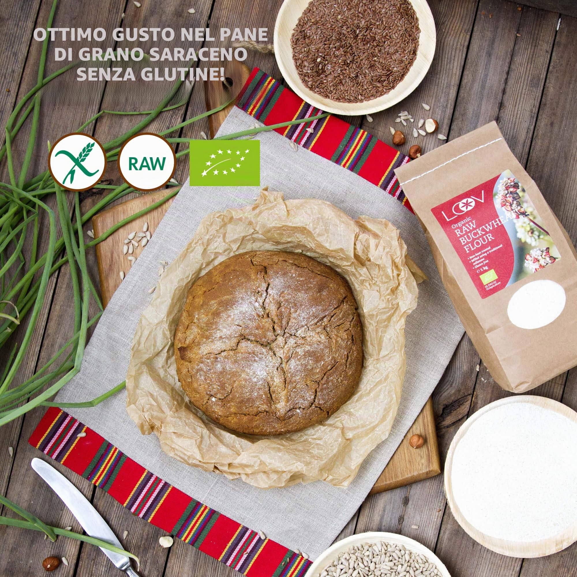 LOOV Farina di grano saraceno non trattato, 1 kg, farina senza glutine, non trattata termicamente, tutti i nutrienti preservati, sapore di nocciola, coltivazione biologica in clima nordico, non-OGM